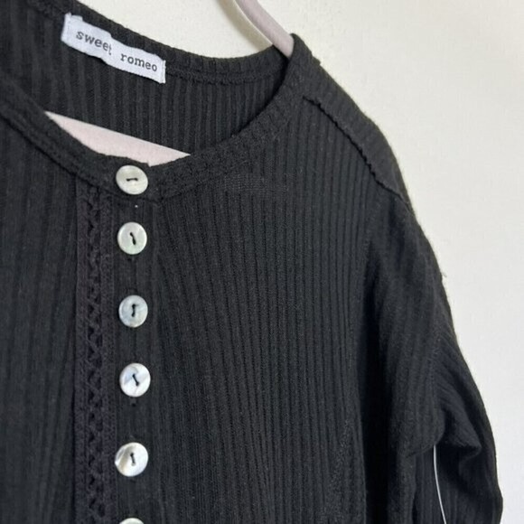 NWT Waffle Henley Top SMALL BLACK - Picture 4 of 12